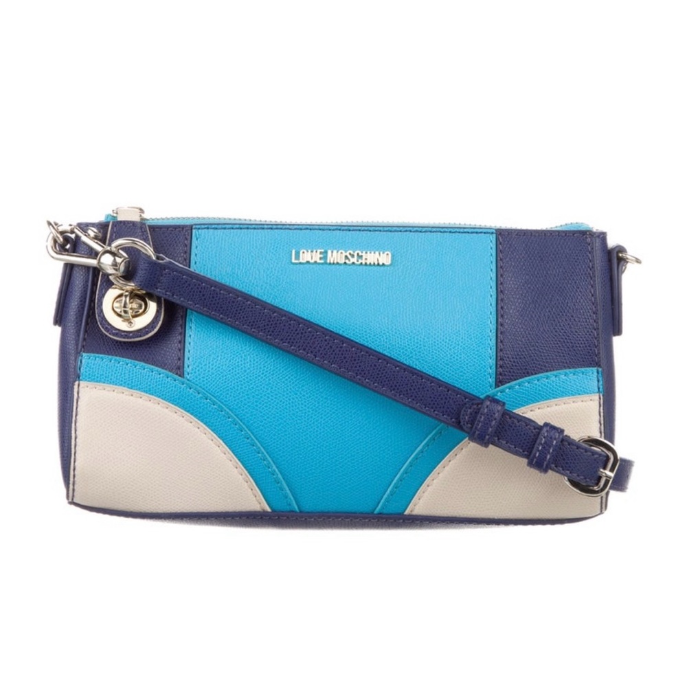 Love Moschino Blue, Turquoise & Cream Colorblock Crossbody Bag